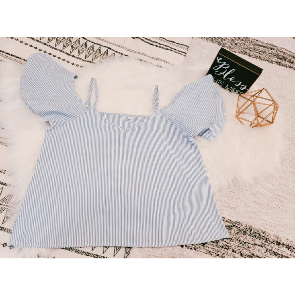 Striped Shoulderless Spaghetti Strap Top